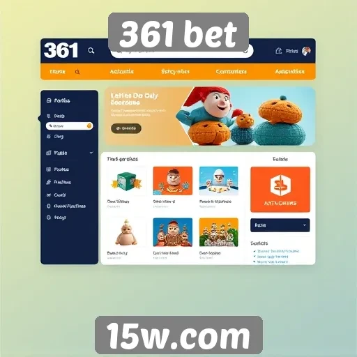 Interface do usuário no site 361 bet